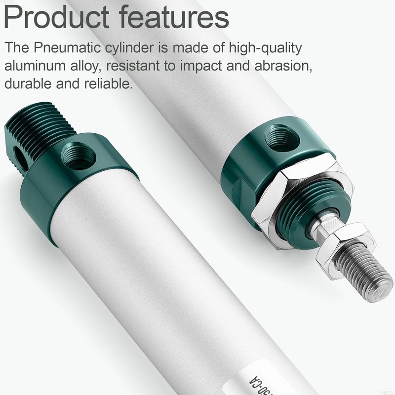 VIILOCK Pneumatic Air Cylinder 25mm Bore 150mm Stroke, Mini Air Cylinder Single Rod Double Action MAL 25 X 150 - Image 2